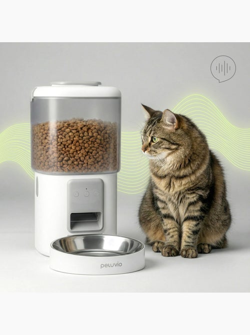 Dispensador automático de comida para gatos PELUVIO Crispy Wi‑Fi - Kiabi Dispensador automático de comida para gatos PELUVIO Crispy Wi‑Fi - Kiabi