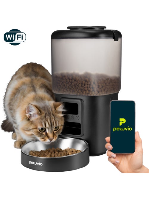 Dispensador automático de comida para gatos PELUVIO Crispy Wi‑Fi - Kiabi Dispensador automático de comida para gatos PELUVIO Crispy Wi‑Fi - Kiabi