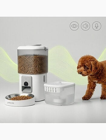 Dispensador automático de croquetas 2 en 1 PELUVIO Feast - Fuente de agua - Cámara - Wi-Fi - 10/día