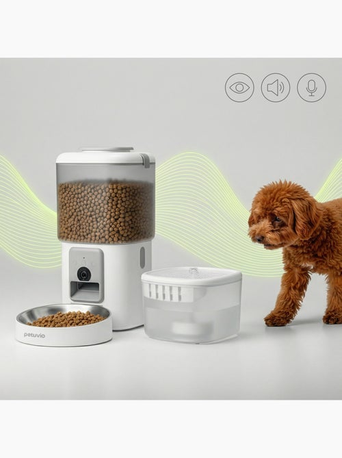 Dispensador automático de croquetas 2 en 1 PELUVIO Feast - Fuente de agua - Cámara - Wi-Fi - 10/día - Kiabi Dispensador automático de croquetas 2 en 1 PELUVIO Feast - Fuente de agua - Cámara - Wi-Fi - 10/día - Kiabi