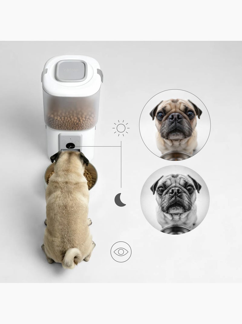 Dispensador automático de croquetas 2 en 1 PELUVIO Feast - Fuente de agua - Cámara - Wi-Fi - 10/día Blanco - Kiabi