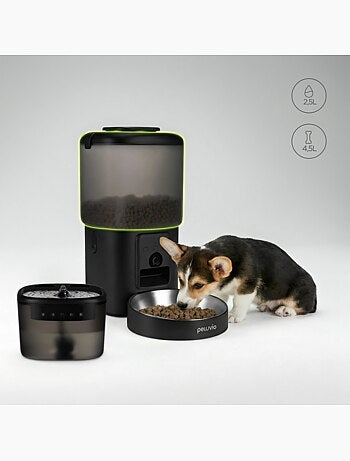 Dispensador automático de croquetas 2 en 1 PELUVIO Feast - Fuente de agua - Cámara - Wi-Fi - 10/día