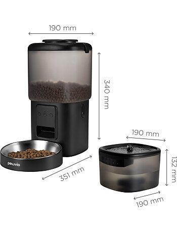 Dispensador automático de croquetas 2 en 1 PELUVIO Feast - Fuente de agua - Cámara - Wi-Fi - 10/día