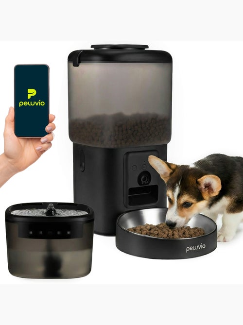 Dispensador automático de croquetas 2 en 1 PELUVIO Feast - Fuente de agua - Cámara - Wi-Fi - 10/día - Kiabi Dispensador automático de croquetas 2 en 1 PELUVIO Feast - Fuente de agua - Cámara - Wi-Fi - 10/día - Kiabi