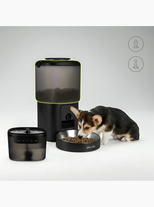 Dispensador automático de croquetas 2 en 1 PELUVIO Feast - Fuente de agua - Cámara - Wi-Fi - 10/día - Kiabi Dispensador automático de croquetas 2 en 1 PELUVIO Feast - Fuente de agua - Cámara - Wi-Fi - 10/día - Kiabi