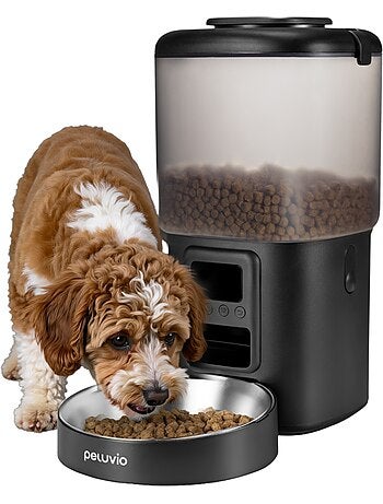 Dispensador automático de croquetas para perros PELUVIO Crispy - 4,5 L - 4 comidas/día