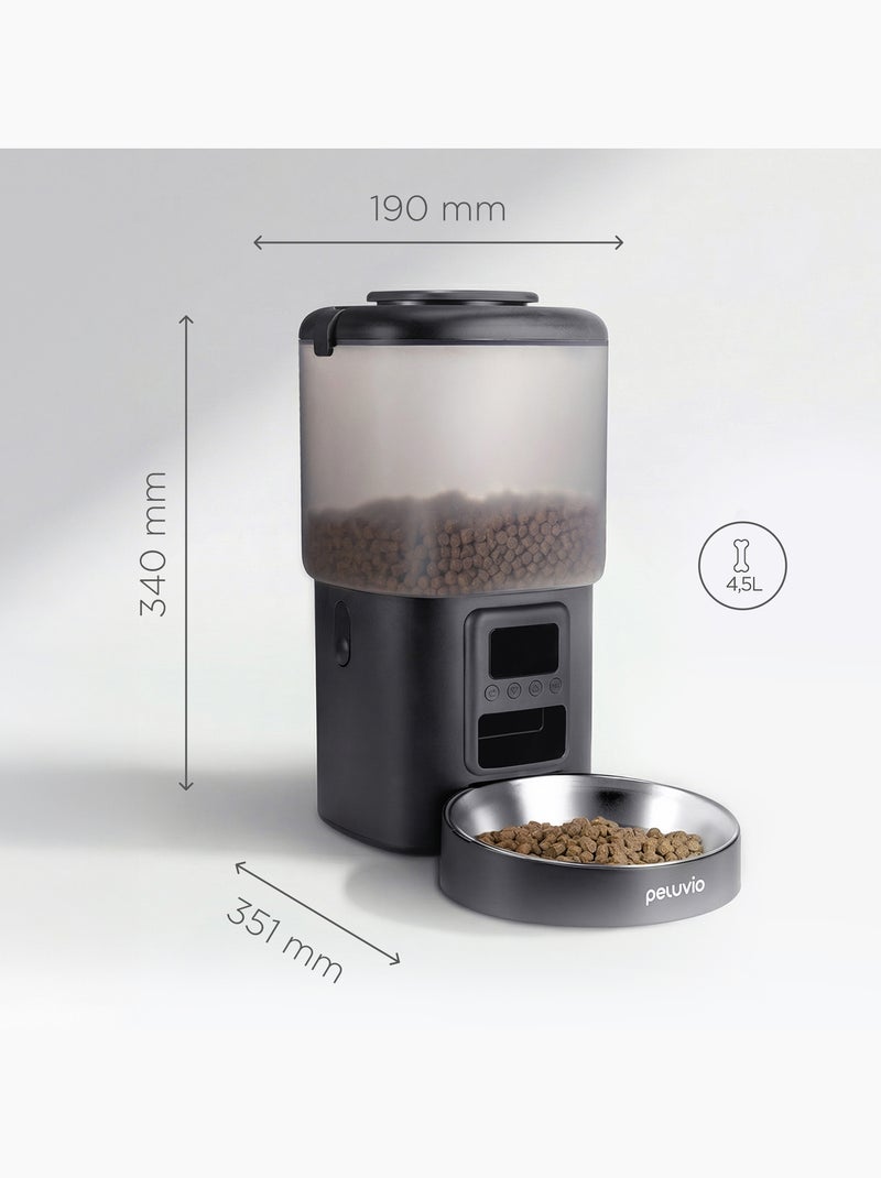 Dispensador automático de croquetas para perros PELUVIO Crispy - 4,5 L - 4 comidas/día Negro - Kiabi