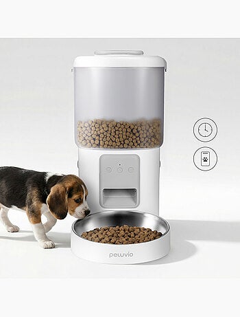 Dispensador automático de croquetas para perros PELUVIO Crispy - Wi-Fi - 4,5 L - 4 comidas/día
