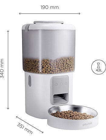 Dispensador automático de croquetas para perros PELUVIO Crispy - Wi-Fi - 4,5 L - 4 comidas/día
