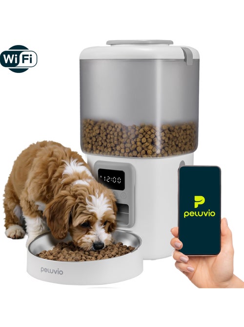 Dispensador automático de croquetas para perros PELUVIO Crispy - Wi-Fi - 4,5 L - 4 comidas/día - Kiabi Dispensador automático de croquetas para perros PELUVIO Crispy - Wi-Fi - 4,5 L - 4 comidas/día - Kiabi
