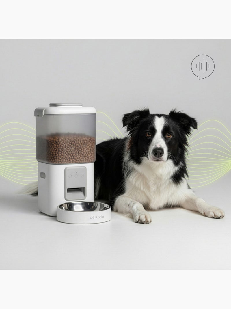 Dispensador automático de croquetas para perros PELUVIO Crispy - Wi-Fi - 4,5 L - 4 comidas/día Blanco - Kiabi