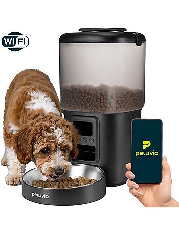 Dispensador automático de croquetas para perros PELUVIO Crispy - Wi-Fi - 4,5 L - 4 comidas/día
