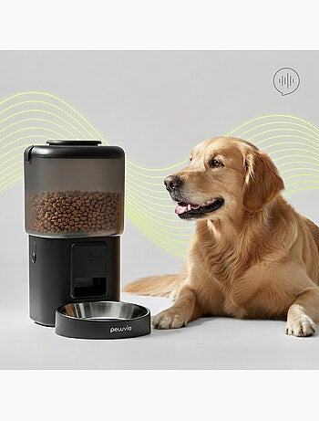 Dispensador automático de croquetas para perros PELUVIO Crispy - Wi-Fi - 4,5 L - 4 comidas/día