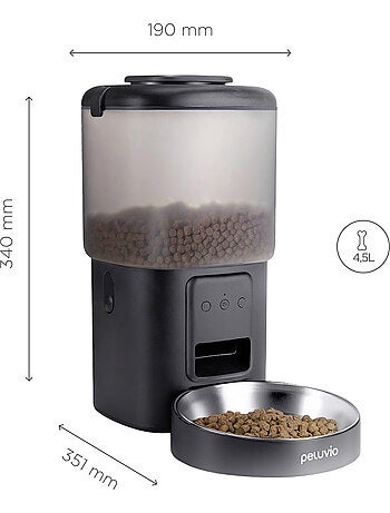 Dispensador automático de croquetas para perros PELUVIO Crispy - Wi-Fi - 4,5 L - 4 comidas/día