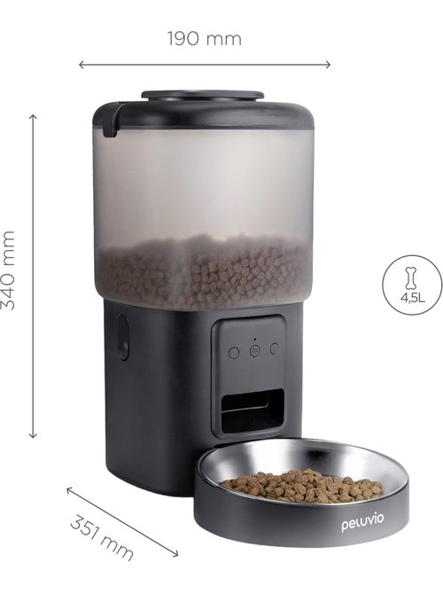 Dispensador automático de croquetas para perros PELUVIO Crispy - Wi-Fi - 4,5 L - 4 comidas/día - Kiabi Dispensador automático de croquetas para perros PELUVIO Crispy - Wi-Fi - 4,5 L - 4 comidas/día - Kiabi