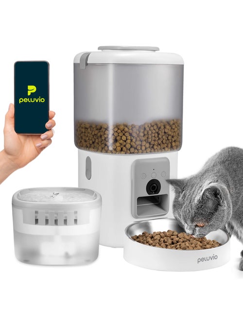 Dispensador de comida y fuente para gatos PELUVIO Feast - Kiabi Dispensador de comida y fuente para gatos PELUVIO Feast - Kiabi