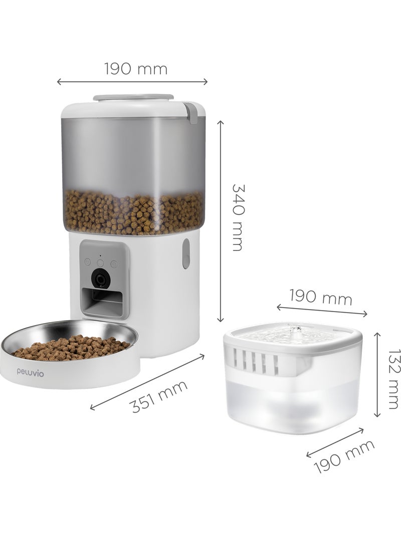 Dispensador de comida y fuente para gatos PELUVIO Feast Blanco - Kiabi
