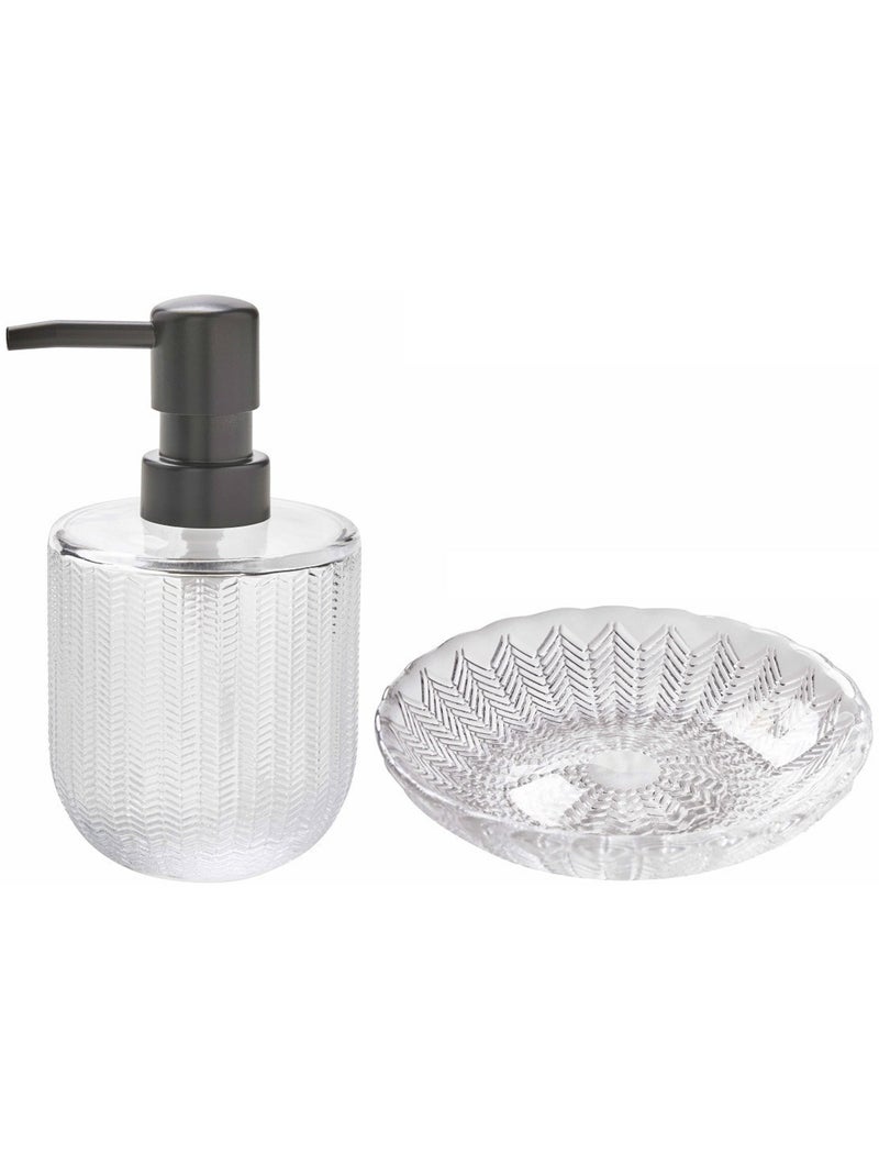 Distributeur de jabón de vidrio ELLA Guy Levasseur recargable – 9 x 9 x 14,5 cm Gris blanco - Kiabi