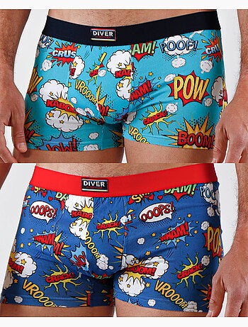 DIVER Calzoncillo/Bóxer Comic para Hombre, (Caja de 2 unidades)