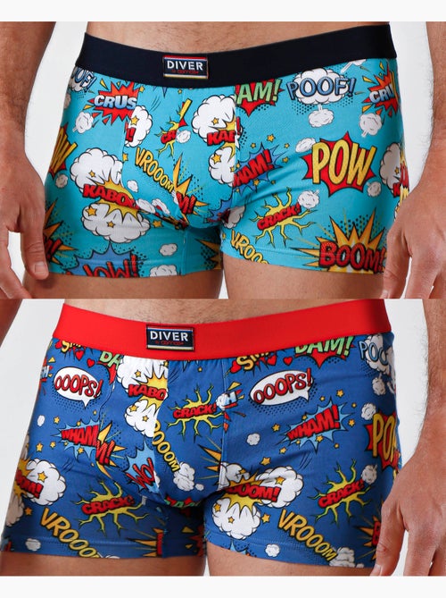 DIVER Calzoncillo/Bóxer Comic para Hombre, (Caja de 2 unidades) - Kiabi DIVER Calzoncillo/Bóxer Comic para Hombre, (Caja de 2 unidades) - Kiabi