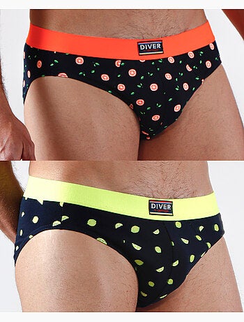DIVER Calzoncillo/Slip Fruits para Hombre, (Caja de 2 unidades)