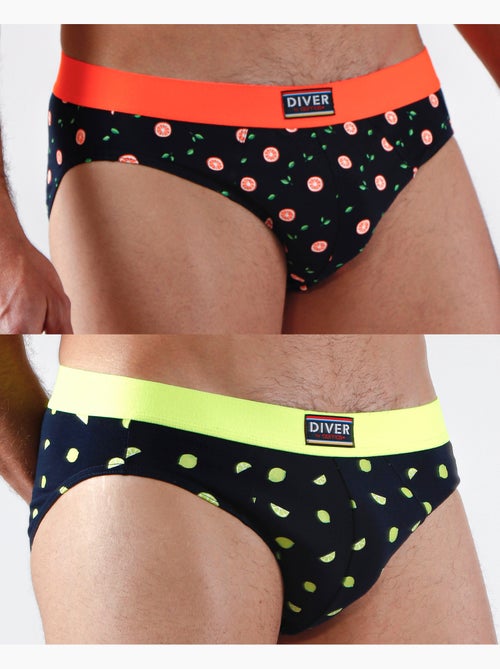 DIVER Calzoncillo/Slip Fruits para Hombre, (Caja de 2 unidades) - Kiabi DIVER Calzoncillo/Slip Fruits para Hombre, (Caja de 2 unidades) - Kiabi