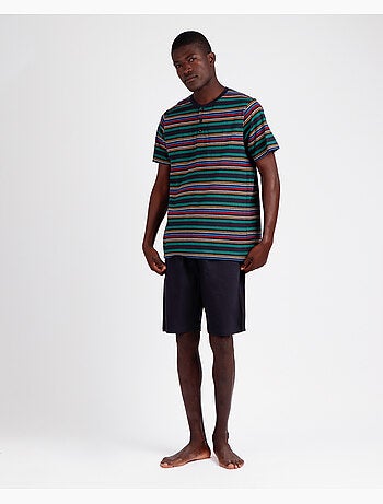 DIVER Pijama Manga Corta Rayas Never Stop Rolling para Hombre