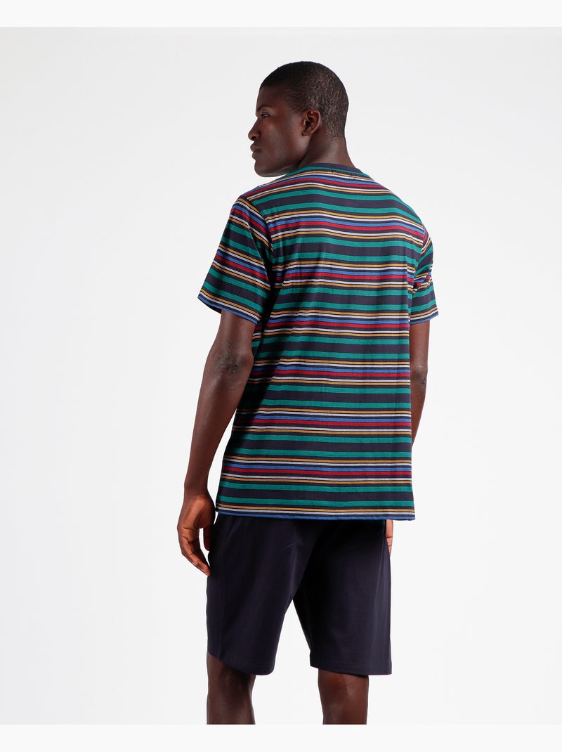 DIVER Pijama Manga Corta Rayas Never Stop Rolling para Hombre Azul marino - Kiabi