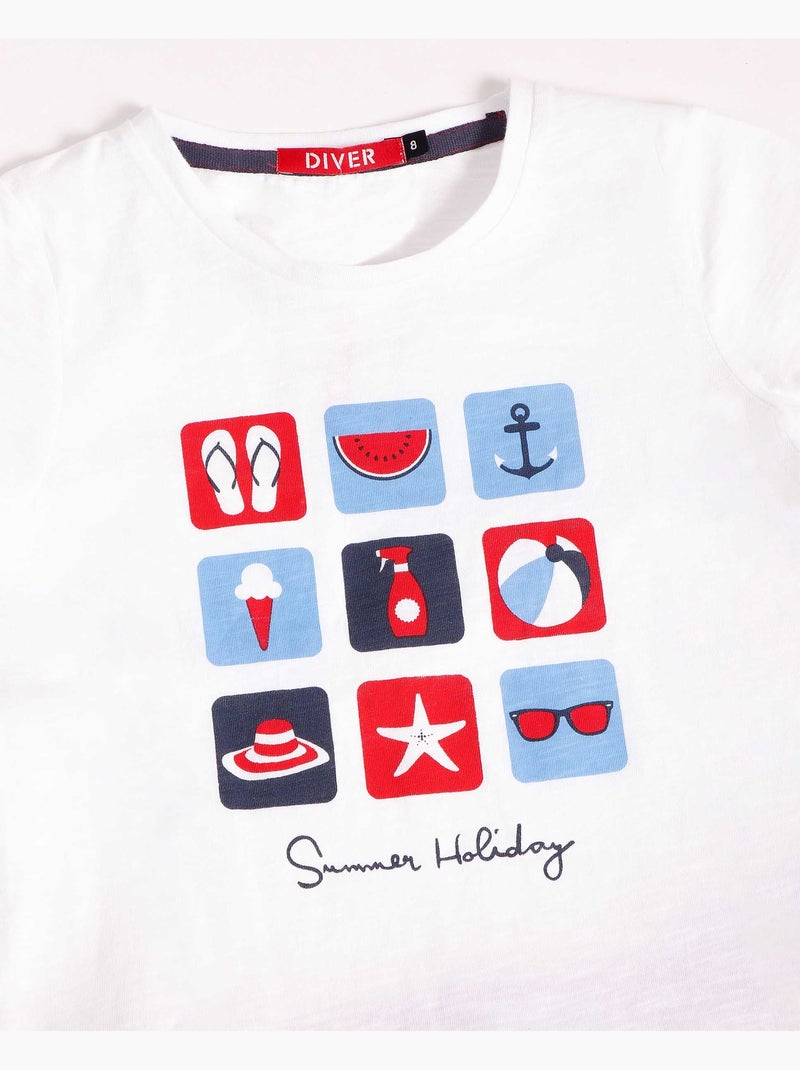 DIVER Pijama Manga Corta Summer Holiday para Niña Blanco - Kiabi