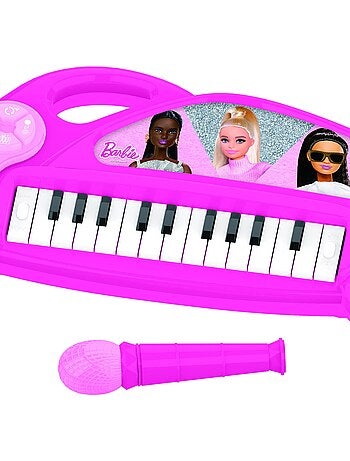 Divertido teclado de piano electrónico Barbie con luces y micrófono 24 teclas