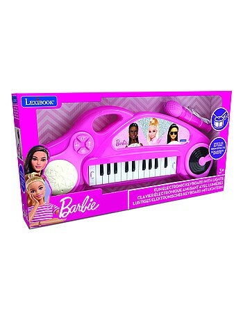 Divertido teclado de piano electrónico Barbie con luces y micrófono 24 teclas