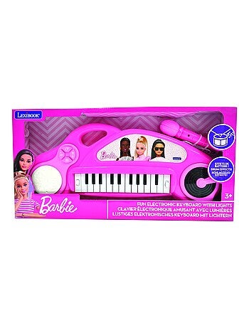 Divertido teclado de piano electrónico Barbie con luces y micrófono 24 teclas