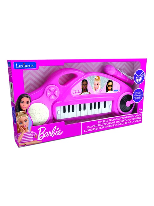 Divertido teclado de piano electrónico Barbie con luces y micrófono 24 teclas - Kiabi