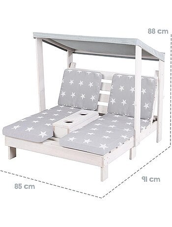 Doble tumbona para niños en madera FSC con 4 cojines y parasol 'Roba little stars'