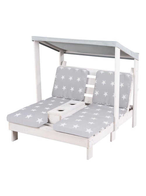 Doble tumbona para niños en madera FSC con 4 cojines y parasol 'Roba little stars' - Kiabi