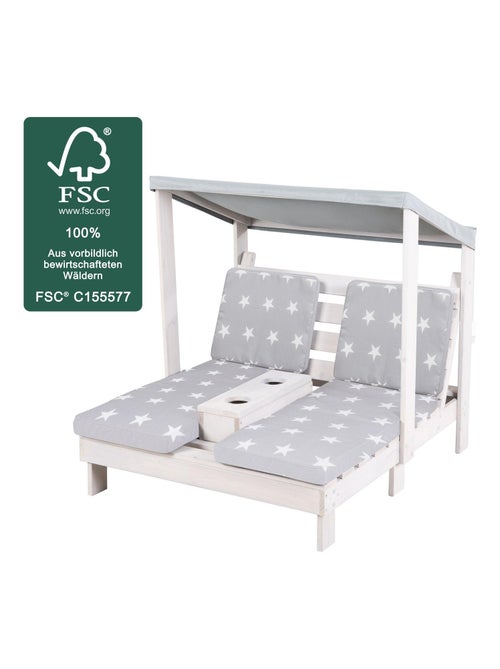 Doble tumbona para niños en madera FSC con 4 cojines y parasol 'Roba little stars' - Kiabi