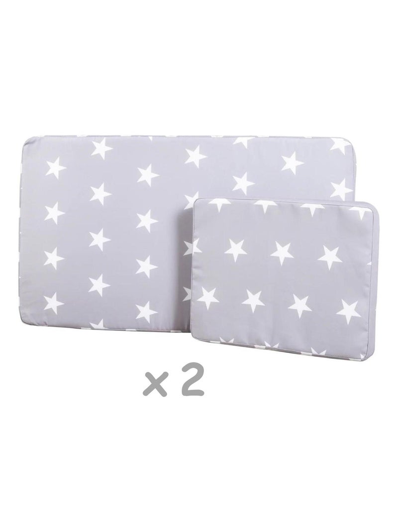Doble tumbona para niños en madera FSC con 4 cojines y parasol 'Roba little stars' Gris - Kiabi