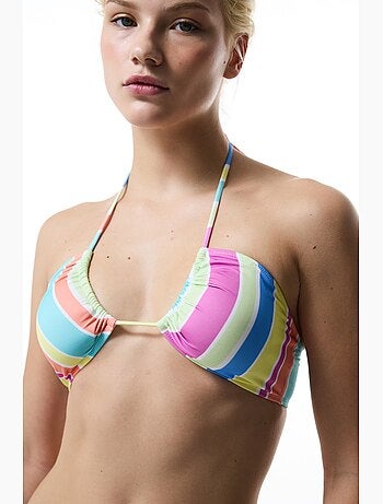 Donna reverse top de bikini a rayas con escote en v penti