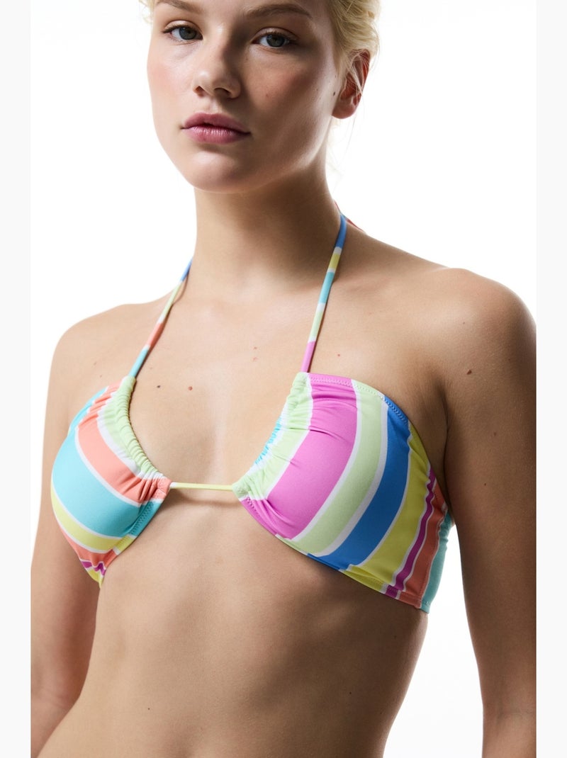 Donna reverse top de bikini a rayas con escote en v penti Rosa fluo - Kiabi