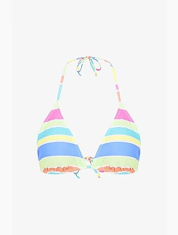 Donna top de bikini triangular a rayas penti