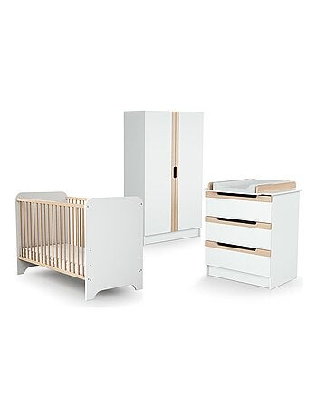 Dormitorio bebé con cuna, cambiador y armario CARROUSEL madera