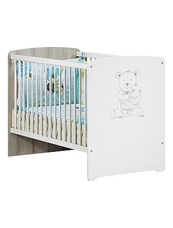 Dormitorio dúo cama y cambiador en madera - BABYPRICE