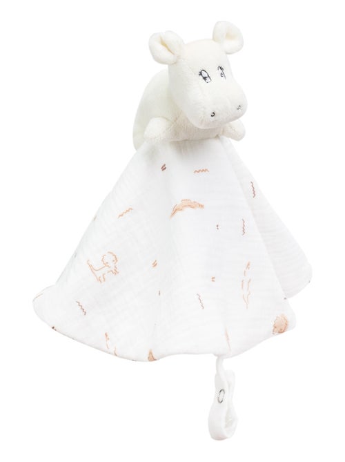 Doudou de pañuelo redondo de muselina de algodón - modelo hipopótamo - Kiabi