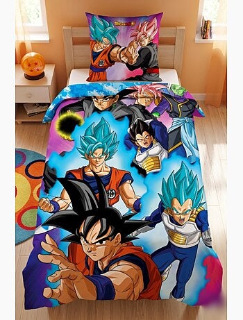 Dragon Ball, Juego de sábanas infantil estampado reversible, GOKU, funda nórdica 140x200 cm