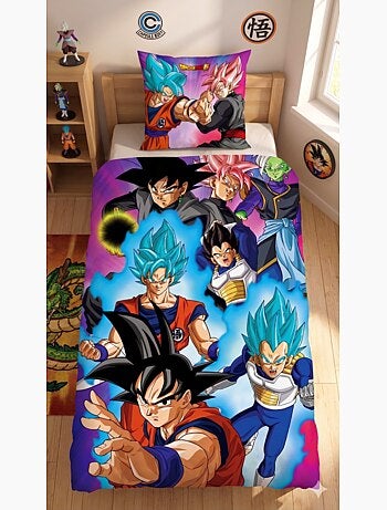 Dragon Ball, Juego de sábanas infantil estampado reversible, GOKU, funda nórdica 140x200 cm