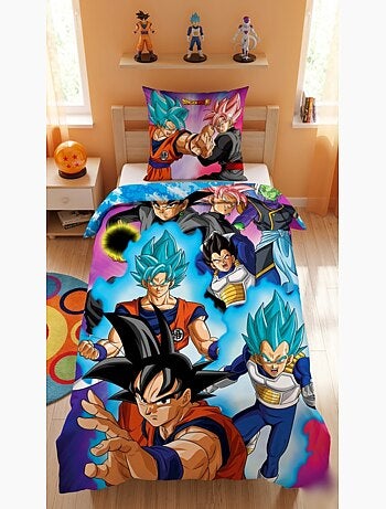 Dragon Ball, Juego de sábanas infantil estampado reversible, GOKU, funda nórdica 140x200 cm