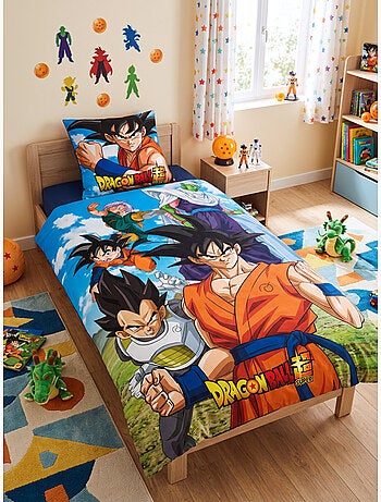 Dragon Ball Super, Juego de sabanas infantil estampado reversible 100% algodón, GOKU
