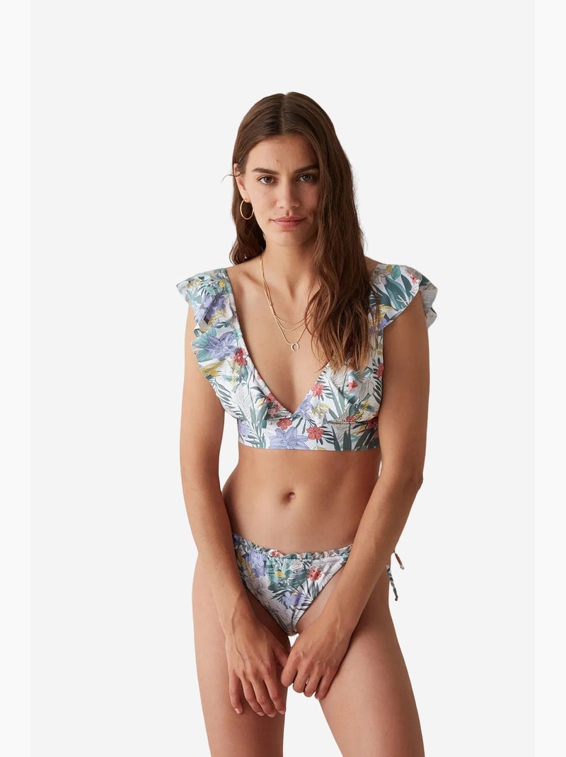 Dream garden braguita de bikini super con estampado floral y volante penti Blanco Verde - Kiabi