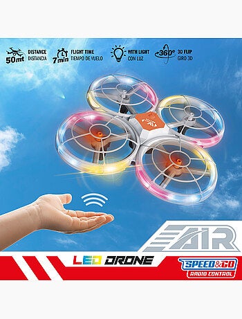 Drone juguete teledirigido 360º c/ luces led 17x17 cm speed & go