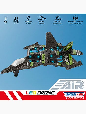 Drone juguete teledirigido de combate giro 360º c/giroscopio 25 cm speed & go